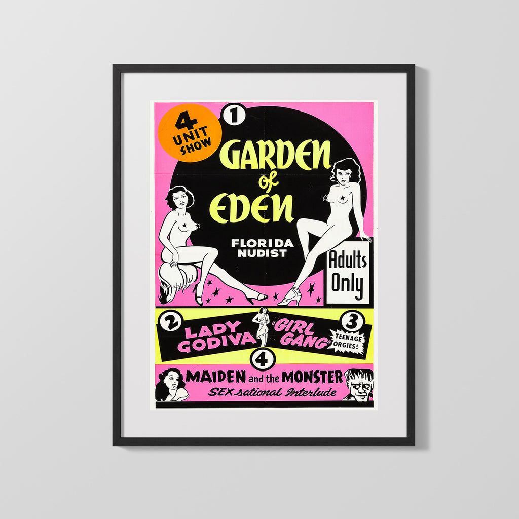 Vintage Burlesque Poster - Garden of Eden Adults Only Burlesque vintageframedprints.com Gallery Frame 16x20