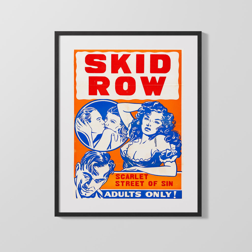 Vintage Burlesque Poster - Skid Row Scarlet Street of Sin Burlesque vintageframedprints.com Gallery Frame 16x20