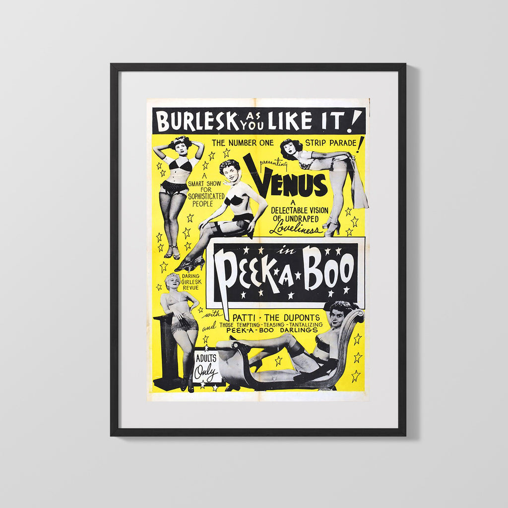 Vintage Burlesque Poster - Venus in Peek A Boo Strip Parade Burlesque vintageframedprints.com Gallery Frame 16x20