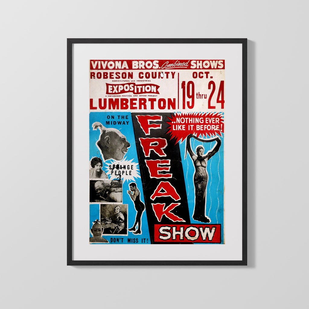 Vintage Burlesque Poster - Freak Show Vivona Bros Burlesque vintageframedprints.com Gallery Frame 16x20