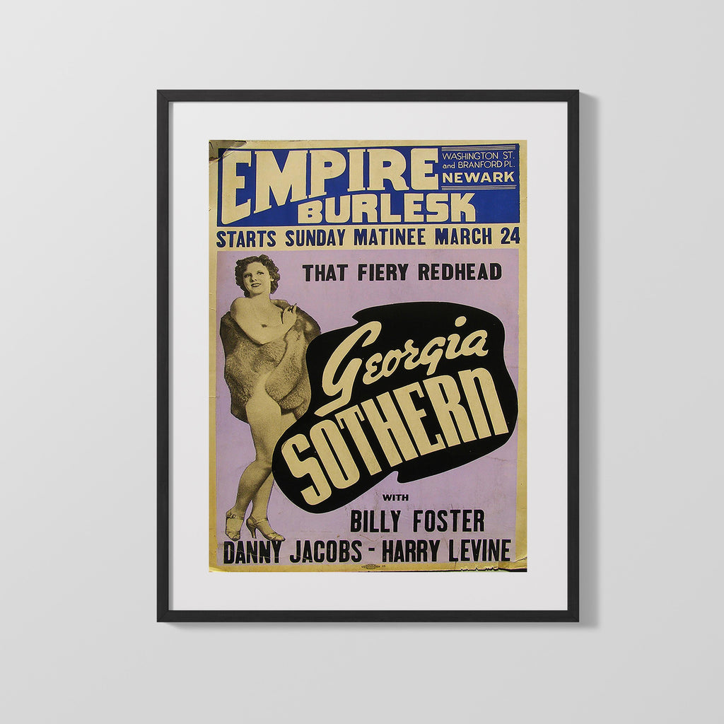 Vintage Burlesque Poster - Georgia Sothern Empire Burlesk Burlesque vintageframedprints.com Gallery Frame 16x20
