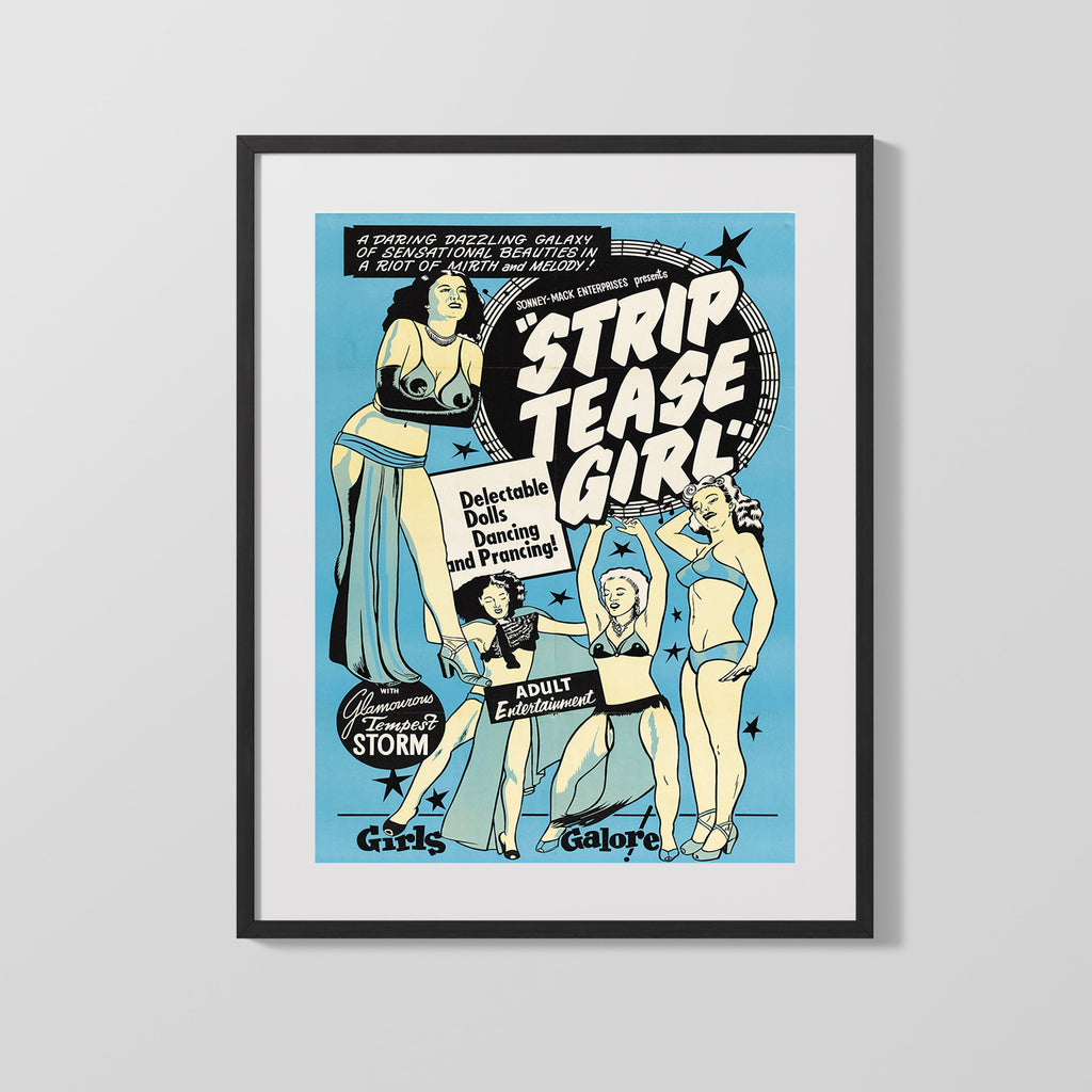 Vintage Burlesque Poster - Strip Tease Girl Tempest Storm Burlesque vintageframedprints.com Gallery Frame 16x20