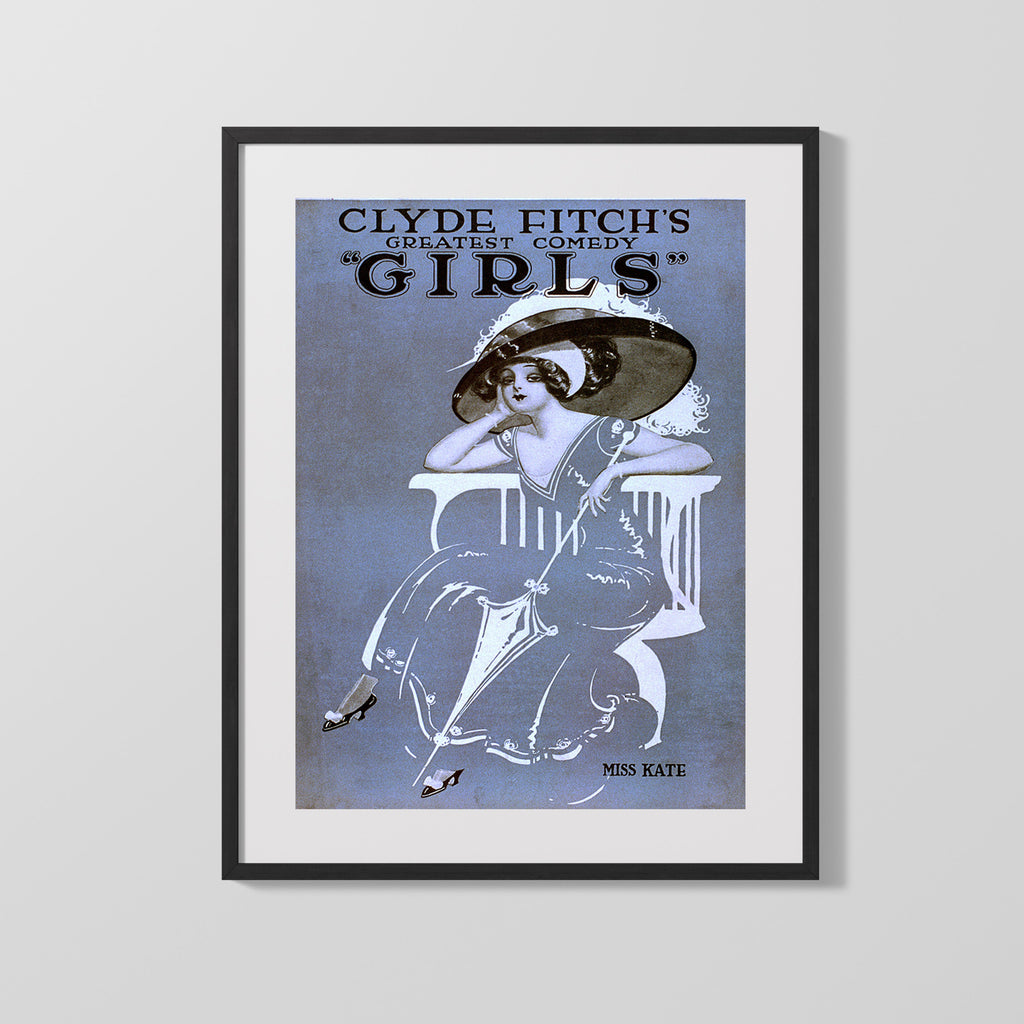 Vintage Burlesque Poster - Girls Clyde Fitch Miss Kate Burlesque vintageframedprints.com Gallery Frame 16x20
