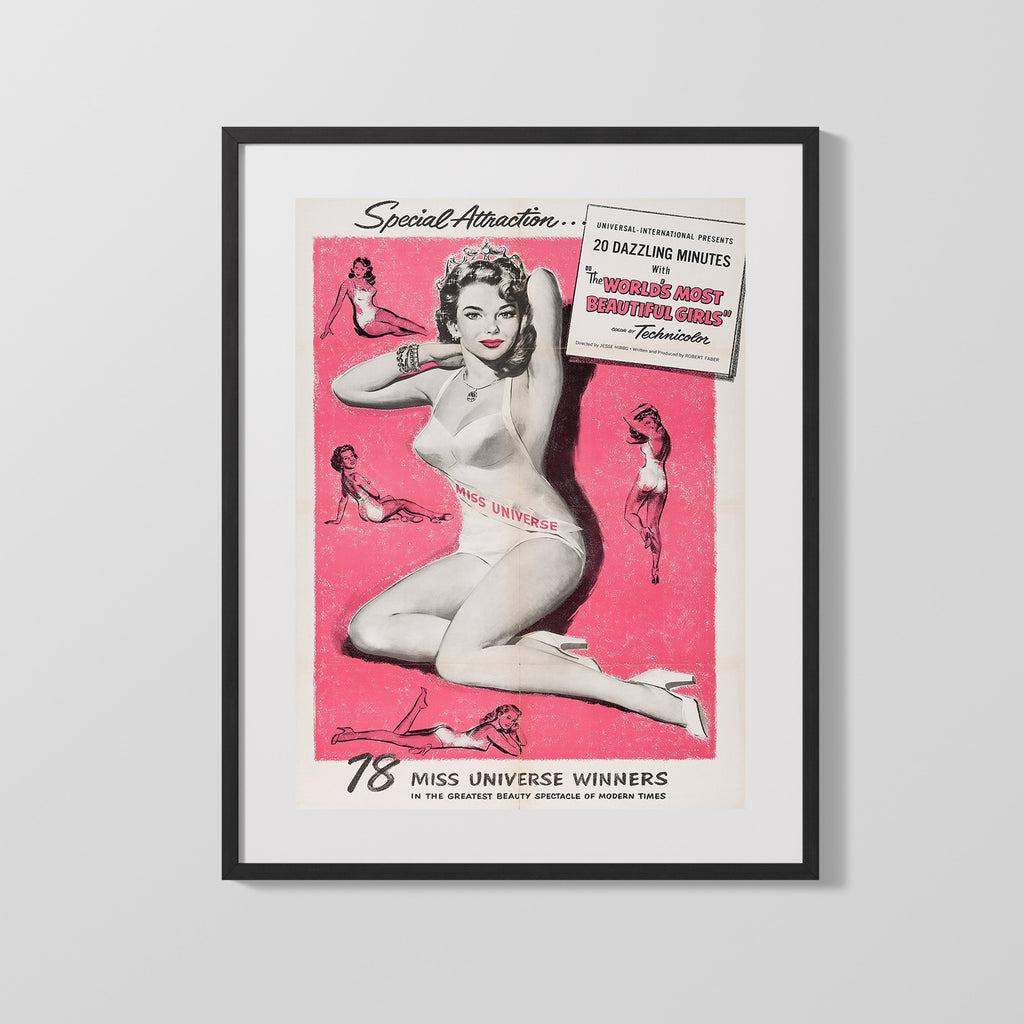 Vintage Burlesque Poster - The World's Most Beautiful Girls Miss Universe Burlesque vintageframedprints.com Gallery Frame 16x20