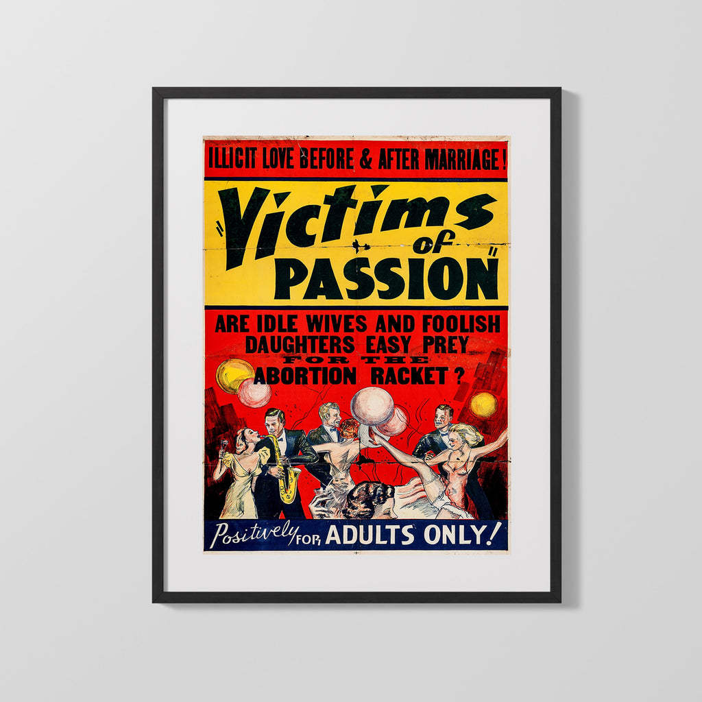 Vintage Burlesque Poster - Victims of Passion Adults Only Burlesque vintageframedprints.com Gallery Frame 16x20