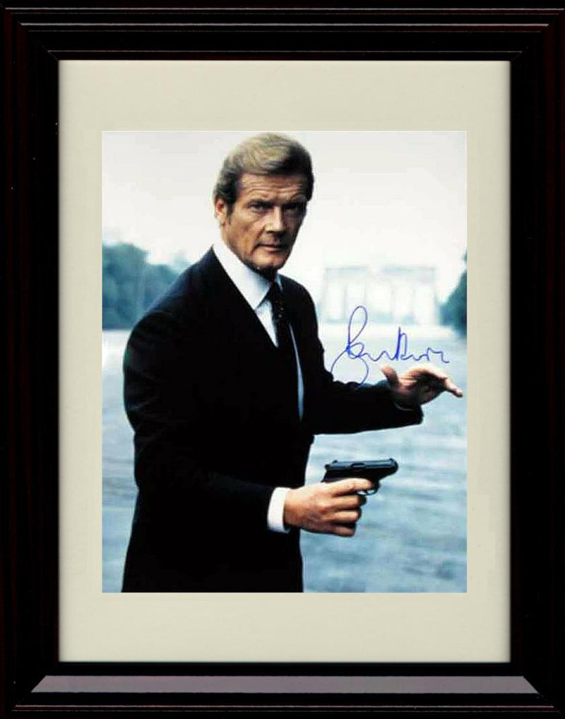 8x10 Framed 007 Roger Moore Autograph Promo Print - Black Jacket Framed Print - Movies FSP - Framed   