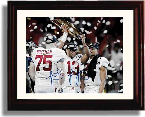 Framed 8x10 Alabama Quarterback Tua Tagovailoa - National Championship Trophy - Autograph Promo Print Framed Print - College Football FSP - Framed   