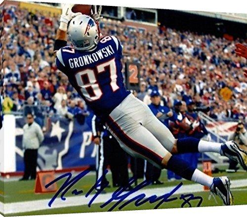 Floating Canvas Wall Art:   Rob Gronkowski Autograph Print - End Zone Catch Floating Canvas - Football FSP - Floating Canvas   