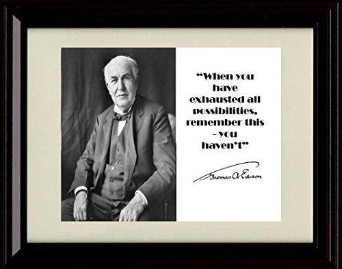 Framed Thomas Edison Autograph Promo Print - Inspirational Quote Framed Print - History FSP - Framed   