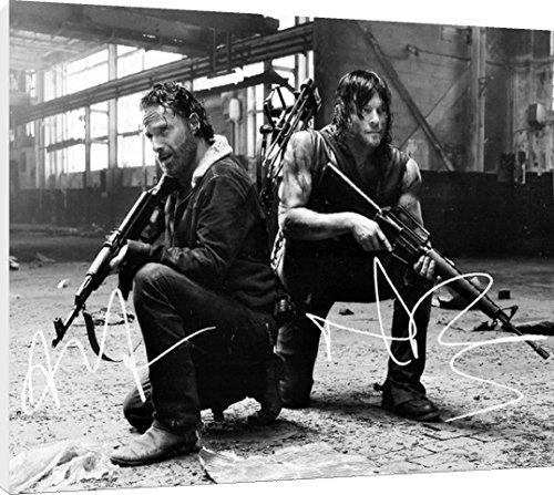 Framed Canvas Wall Art:   Walking Dead Autograph Print - Walking Dead Cast Floating Canvas - Television FSP - Floating Canvas   