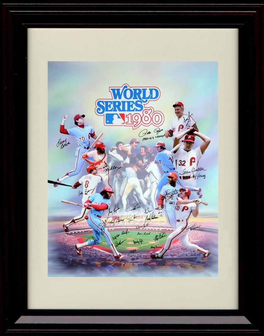 Gallery Framed 1980 World Series - Portrait - Philadelphia Phillies Autograph Replica Print Gallery Print - Baseball FSP - Gallery Framed   