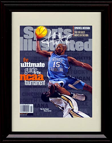 Framed 8x10 Vince Carter SI Autograph Promo Print - NCAA Preview - North Carolina Tarheels Framed Print - College Basketball FSP - Framed   