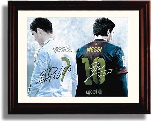 8x10 Framed Lionel Messi & Ronaldo Autograph Promo Print Framed Print - Soccer FSP - Framed   