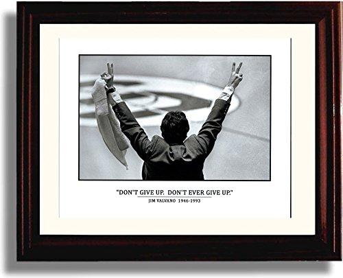 Framed 8x10 Jim Valvano "Don't Ever Give Up" Print - NC State Wolfpack Framed Print - College Basketball FSP - Framed   