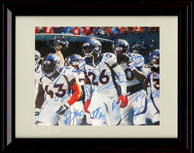 8x10 Framed 2016 Team Shot - Denver Broncos Autograph Promo Print Framed Print - Pro Football FSP - Framed   