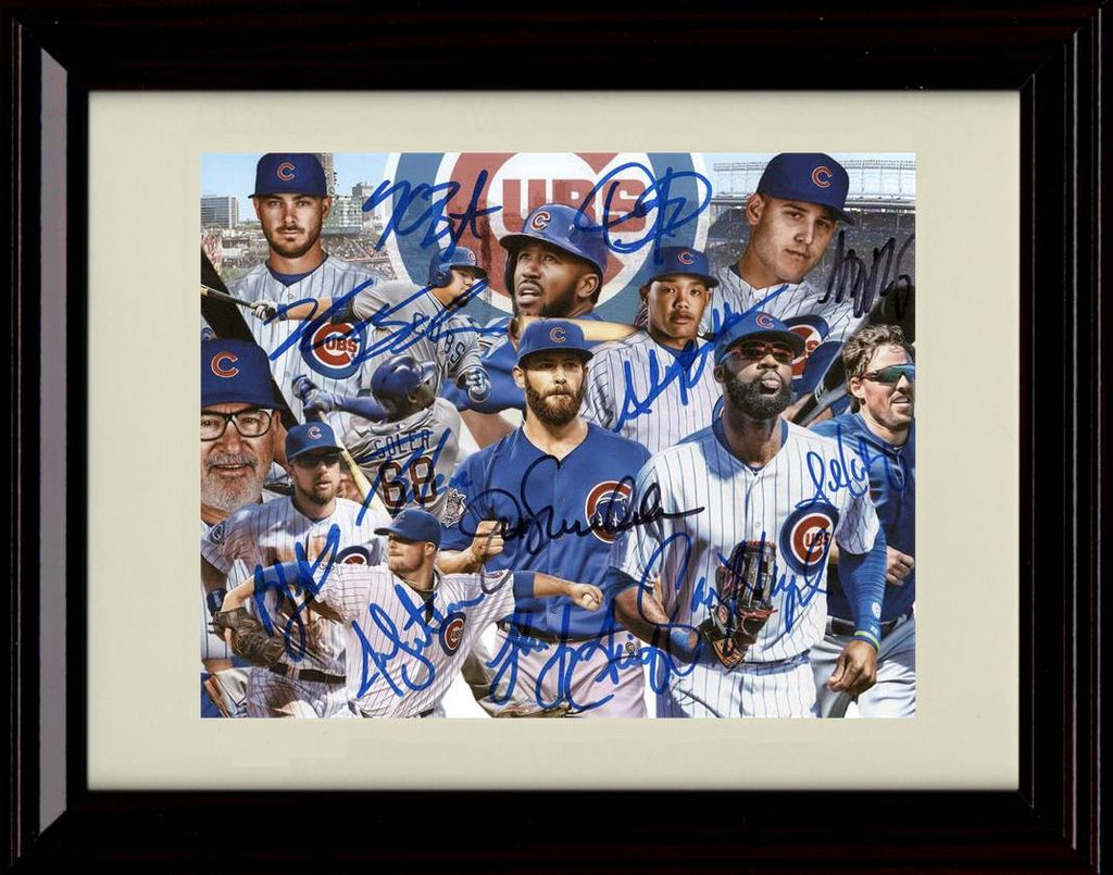 Framed 8x10 2016 Cubs Team - Landscape - Chicago Cubs Autograph Replica Print Framed Print - Baseball FSP - Framed   
