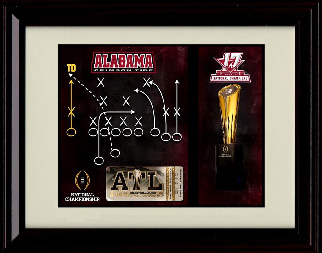 Framed 8x10 2017 National Champions Autograph Promo Print - Alabama Crimson Tide- The Play Framed Print - College Football FSP - Framed   