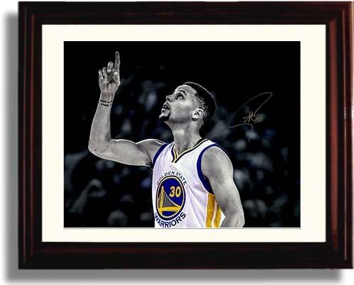 Framed Steph Curry Framed Autograph Promo Print - Record Breaking Game B&W Framed Print - Pro Basketball FSP - Framed   