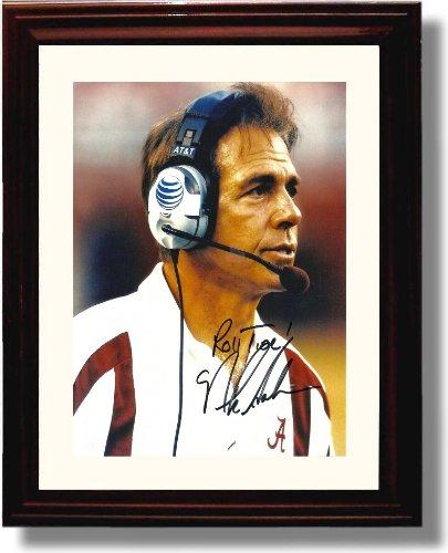 Framed 8x10 Alabama Crimson Tide Football Nick Saban Headset Autograph Photo Print Framed Print - College Football FSP - Framed   