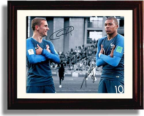 Framed Antoine Griezmann and Kylian Mbappe Autograph Promo Print - France World Cup 2018 Framed Print - Soccer FSP - Framed   