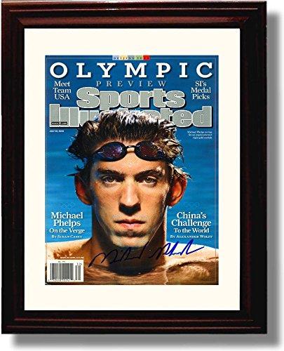 8x10 Framed Michael Phelps Autograph Promo Print - "On The Verge" 2008 SI Framed Print - Olympics FSP - Framed   