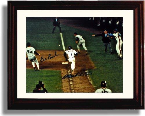 Framed 8x10 Mookie Wilson and Bill Buckner Autograph Replica Print Framed Print - Baseball FSP - Framed   