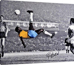 Canvas Wall Art:   Pele Autograph Print - Pele Flips Over Soccer! - Bicycle Kick Canvas - Soccer FSP - Canvas   