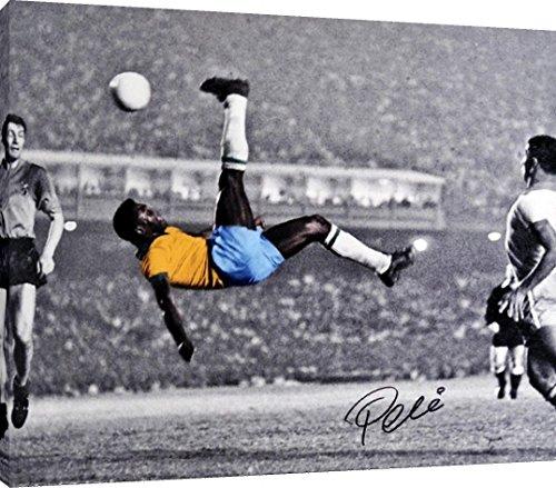 Floating Canvas Wall Art:   Pele Autograph Print - Pele Flips Over Soccer! - Bicycle Kick Floating Canvas - Soccer FSP - Floating Canvas   