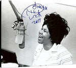 Floating Canvas Wall Art: Aretha Franklin "At The Mic" Autograph Print Floating Canvas - Music FSP - Floating Canvas   
