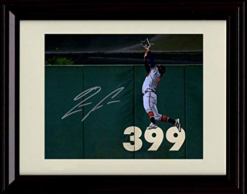 Framed 8x10 Ronald Acuna Jr Autograph Replica Print - Leaping Catch Framed Print - Baseball FSP - Framed   