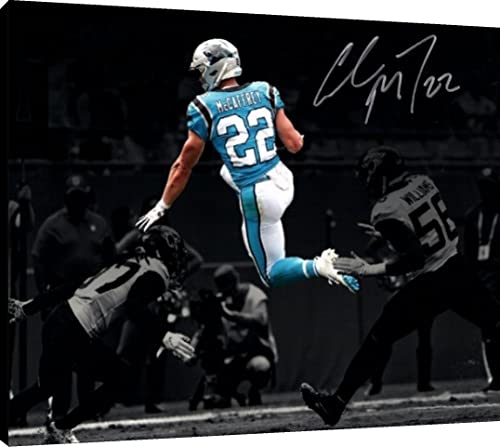 Christian McCaffrey Floating Canvas Wall Art - Leaping Run Floating Canvas - Pro Football FSP - Floating Canvas   