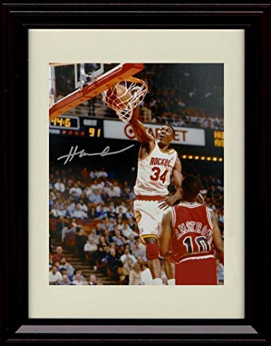 8x10 Framed Hakeem Olajuwan - Dunking - Houston Rockets - Autograph Replica Print Framed Print - Pro Basketball FSP - Framed   