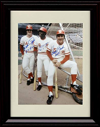 Framed 8x10 Pete Rose, Johnny Bench, and Joe Morgan Autograph Replica Print - Big Red Machine Framed Print - Baseball FSP - Framed   