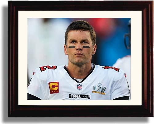 8x10 Framed Tom Brady Print - Focused - Championship #7 Framed Print - Pro Football FSP - Framed   