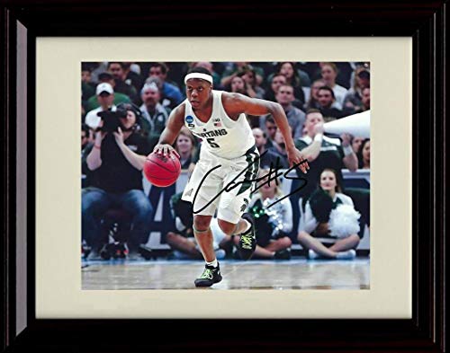 Framed 8x10 Cassius Winston - Bringing the Ball Up - Autograph Replica Print - Michigan State Framed Print - College Basketball FSP - Framed   