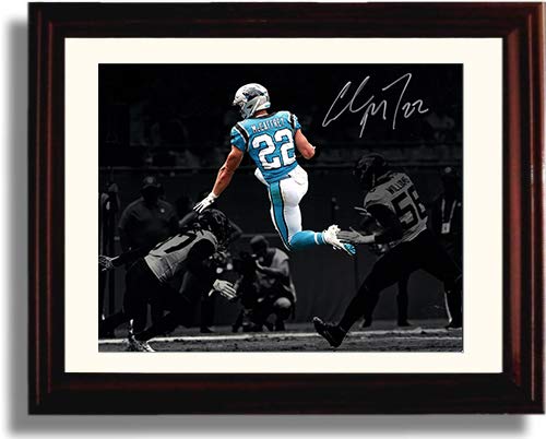 8x10 Framed Christian McCaffrey Touchdown Leap Autograph Replica Print Framed Print - Pro Football FSP - Framed   