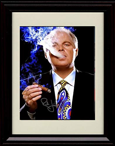 8x10 Framed Rush Limbaugh Autograph Replica Print - Smoking a Cigar Framed Print - History FSP - Framed   