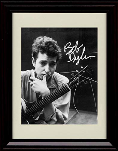 8x10 Framed Bob Dylan - B&W - Autograph Replica Print Framed Print - Music FSP - Framed   