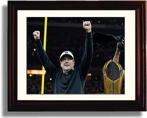 Kirby Smart - Championship Trophy - Georgia Football - Framed 8x10 8x10 Print Framed Print - College Football FSP - Framed   