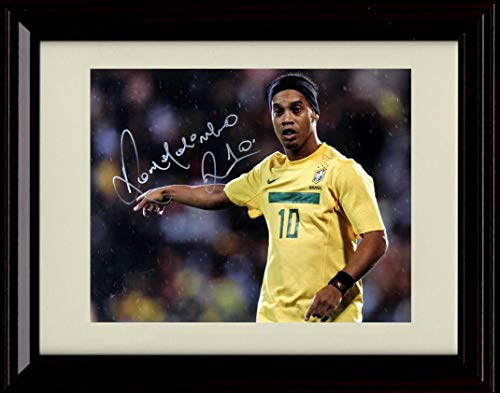 16x20 Framed Ronaldinho Autograph Replica Print Gallery Print - Soccer FSP - Gallery Framed   