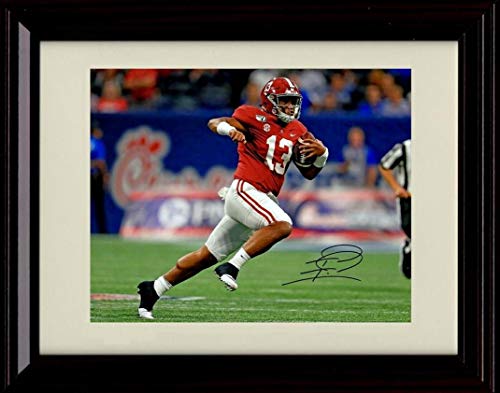 Framed 8x10 Tua Tagolvailoa - On The Run - Alabama Crimson Tide - Autograph Replica Print Framed Print - College Football FSP - Framed   