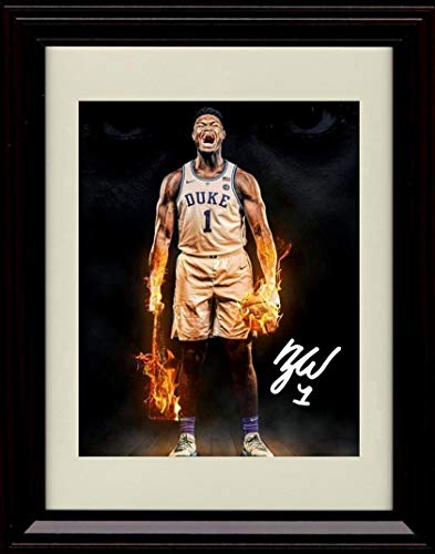 Framed 8x10 Zion Williamson Autograph Promo Print - Zion on Fire - Duke Blue Devils Framed Print - College Basketball FSP - Framed   