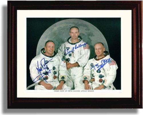 8x10 Framed Neil Armstrong, Michael Collins, Buzz Aldrin Autograph Promo Print - Apollo 11 Team Members Framed Print - History FSP - Framed   
