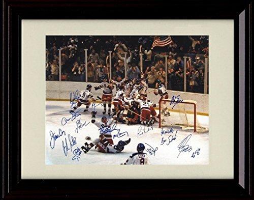 8x10 Framed Miracle on Ice 1980 US Olympic Hockey Team Autograph Promo Print Framed Print - Hockey FSP - Framed   