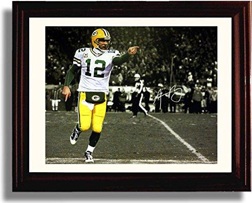 Framed Aaron Rogers - Green Bay Packers "Colorized" Autograph Promo Print Framed Print - Pro Football FSP - Framed   