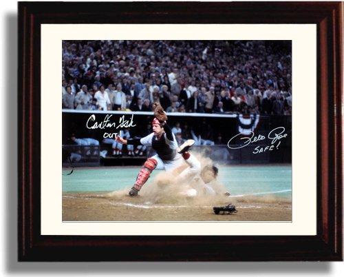 Framed 8x10 Carlton Fisk and Pete Rose Autograph Replica Print Framed Print - Baseball FSP - Framed   