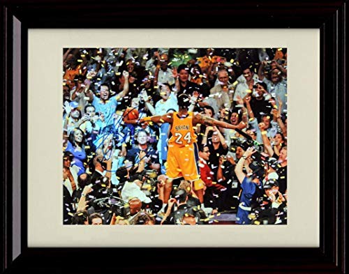 8x10 Framed Kobe Bryant - Confetti Celebration - Los Angeles Lakers - Autograph Replica Print Framed Print - Pro Basketball FSP - Framed   