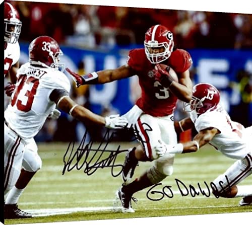 Todd Gurley Floating Canvas Wall Art - Throwing the Stiffarm - Georgia Football Floating Canvas - College Football FSP - Floating Canvas   