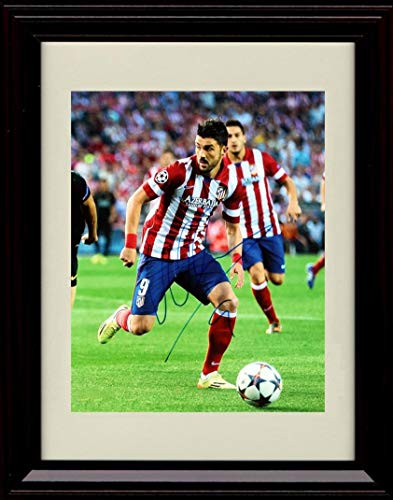 8x10 Framed David Villa - Striking - Atletico Madrid - Autograph Replica Print Framed Print - Soccer FSP - Framed   