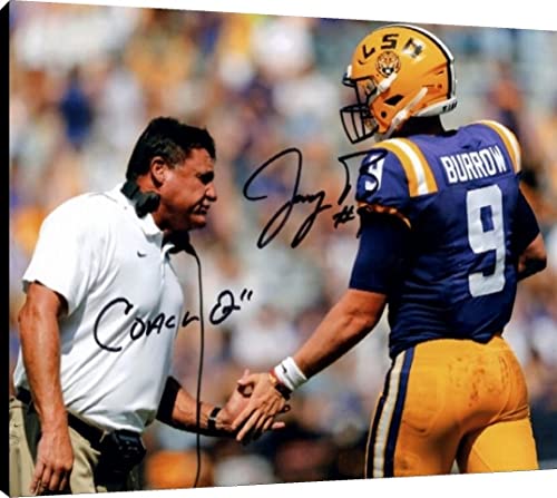 Joe Burrow and Ed Orgeron Floating Canvas Wall Art - Championship Combo - LSU Tigers Floating Canvas - College Football FSP - Floating Canvas   